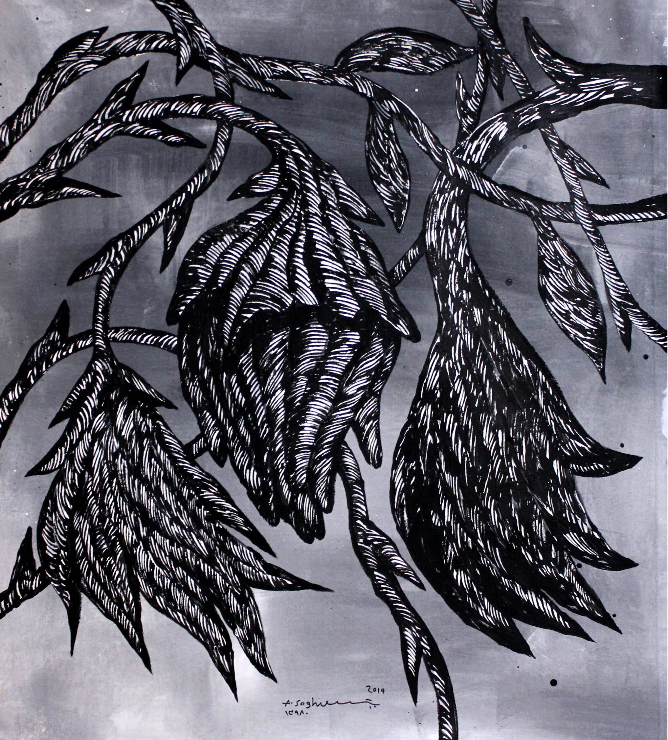 01 Amir Soghrati 110.110 Cm Acrylic on Canvas 2019 Tasian Series scaled - Ten Days Like Flower  | Group Exhibition - Ten Days Like Flower  | Group Exhibition