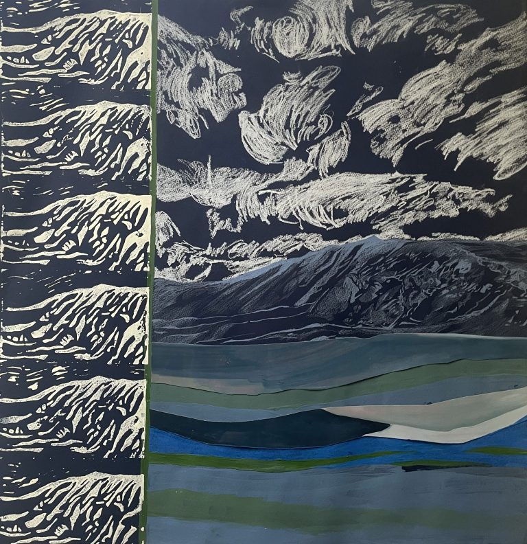 01 Khorshid Mirzaaghaei Untitled 49.50 Cm Mixed Media and Lino Print on Cardboard 2023 768x792 - Home - Home