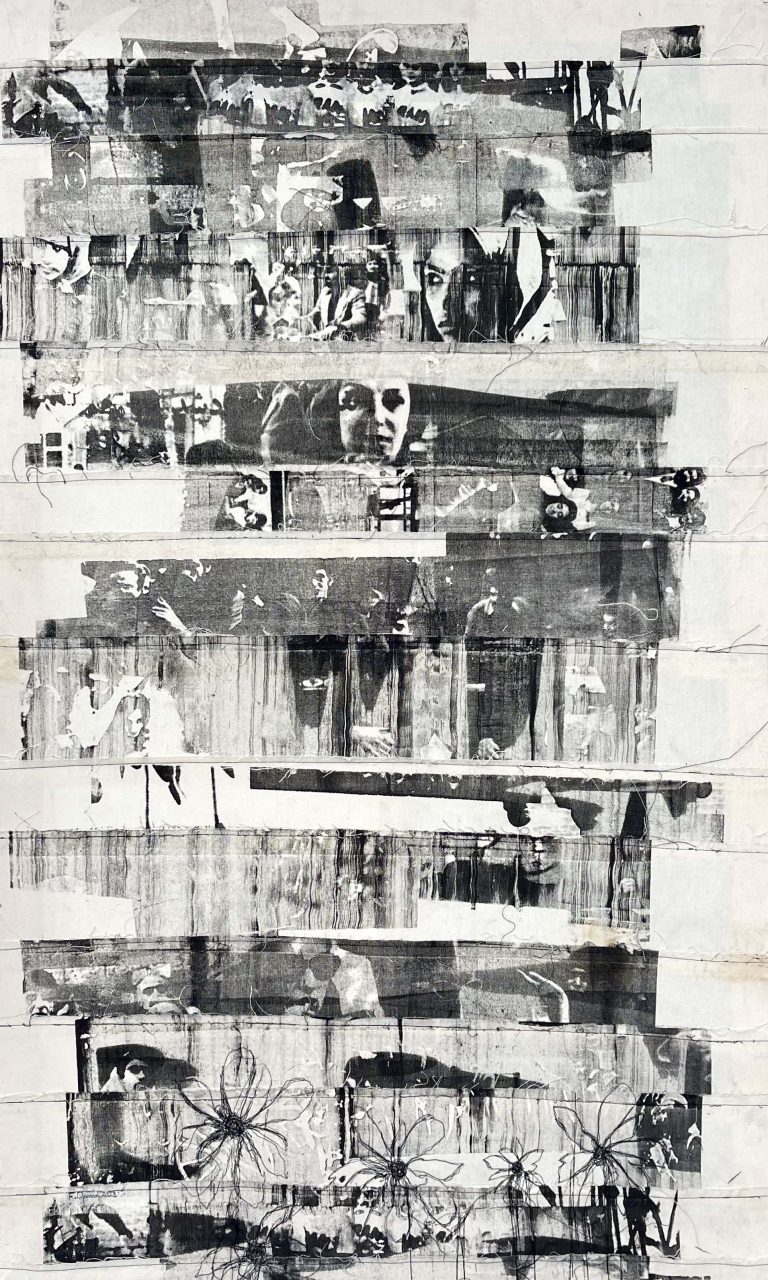 01 Farshid Davoodi 140.85 Cm Silkscreen print and Sewing on Fabric 2023 768x1280 - Group Exhibition | Ten Days Like Flower 2 | Farshid Davoodi - Group Exhibition | Ten Days Like Flower 2 | Farshid Davoodi