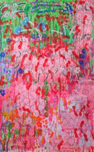 02 Mahshid Dehkordi Red Green Number 21 Mixed Media on Cardboard 170.106 Cm 2025 186x300 - The Red-Green | Mahshid Dehkordi - The Red-Green | Mahshid Dehkordi