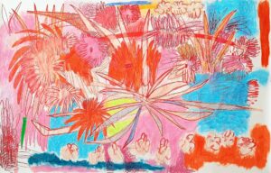 03 Mahshid Dehkordi Red Number 50 Mixed Media on Cardboard 106.165 Cm 2024 300x192 - The Red-Green | Mahshid Dehkordi - The Red-Green | Mahshid Dehkordi