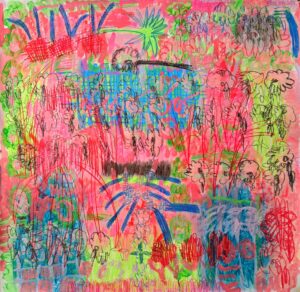 05 Mahshid Dehkordi Red Green Collage Number 6 Mixed Media on Cardboard 107.106 Cm 2024 300x292 - The Red-Green | Mahshid Dehkordi - The Red-Green | Mahshid Dehkordi