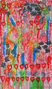 09 Mahshid Dehkordi Red Green Number 22 Mixed Media on Cardboard 106.63 Cm 2025 175x300 - The Red-Green | Mahshid Dehkordi - The Red-Green | Mahshid Dehkordi